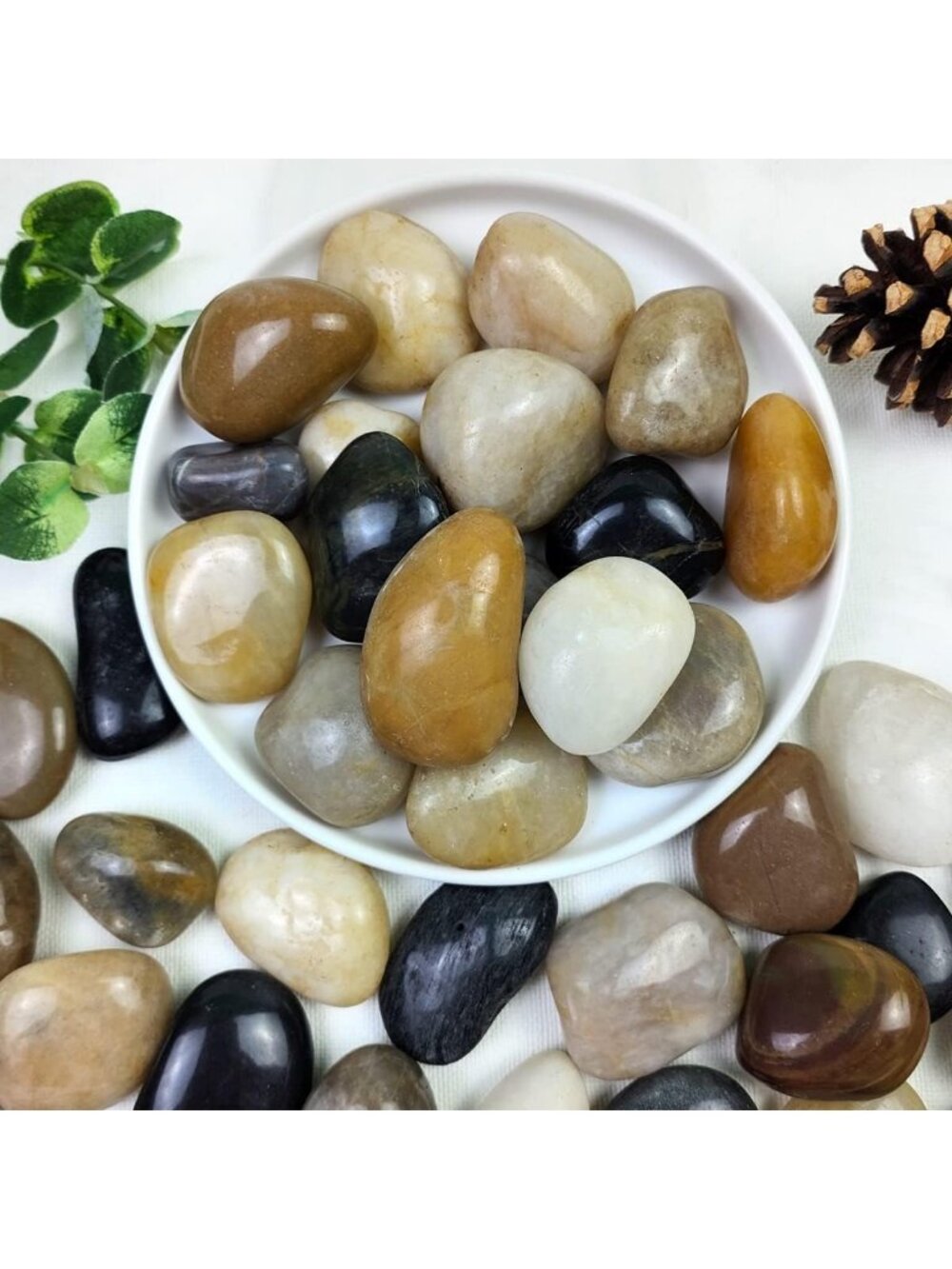 Mixed Color Polished River Rocks - 5lbs Decorative Pebbles for Indoor/Outdoor